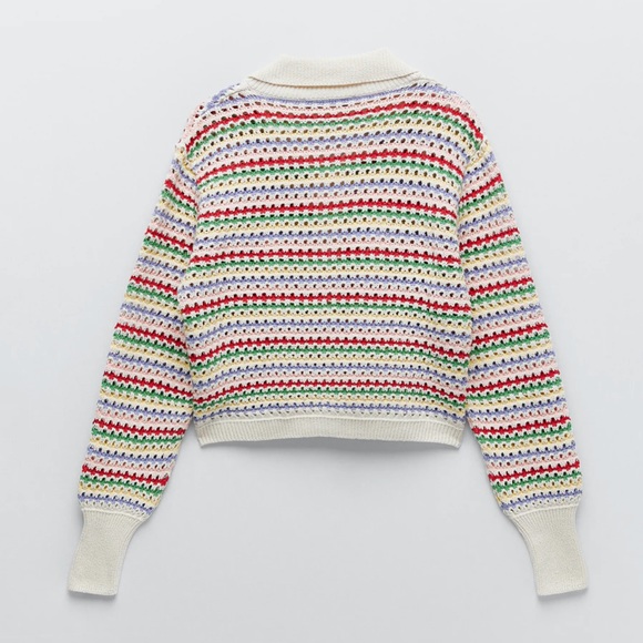 Zara Striped Multicolored Cardigan Knit Jacket - Picture 6 of 8